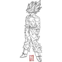 Goku standing in Super Saiyan form coloring page