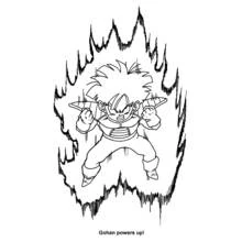 Gohan powering up with energy aura coloring page