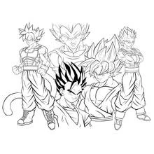 Dragon Ball Z warriors group pose coloring page