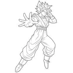 Goku charging an energy attack coloring page