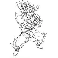 Goku charging a powerful energy attack coloring page