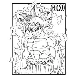 Goku surrounded by energy aura coloring page