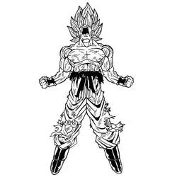 Goku screaming with clenched fists coloring page