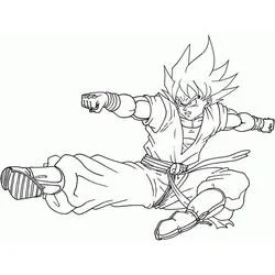 Goku flying kick in battle stance coloring page