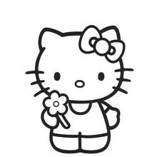 Hello Kitty holding a flower coloring page