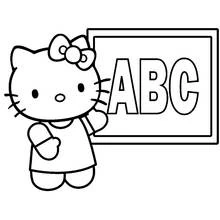 Hello Kitty teaching the ABC alphabet coloring page