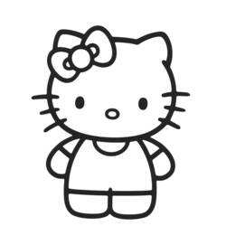 Hello Kitty with a bow on her head coloring page