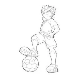Axel Blaze posing with his foot on the ball coloring page