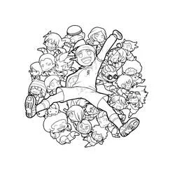 Inazuma Eleven characters gathered together coloring page