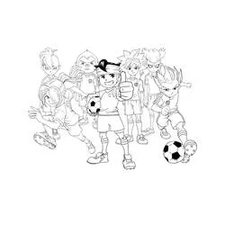 Inazuma Eleven team ready to play soccer coloring page