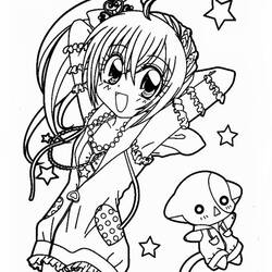 Manga girl with wings and a small plush toy coloring page