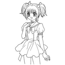 Manga girl with pigtails and bow dress coloring page