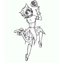 Mew Mew Power cat girl posing in mid-air coloring page