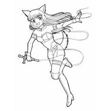 Estelle in mid-air action pose coloring page