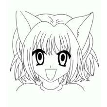 Mew Mew Power girl with cat ears smiling coloring page