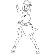 Anime girl in a fighting stance coloring page