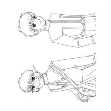 Two Mew Mew Power boys in uniform coloring page