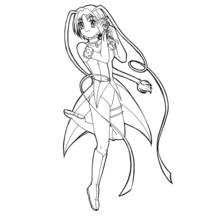 Mew Mew Power girl posing with long hair ribbons coloring page