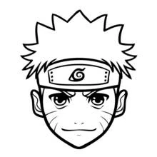 Naruto's face with headband and whiskers coloring page
