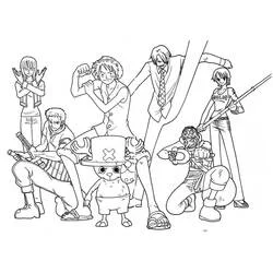 Luffy's crew striking heroic poses coloring page