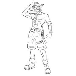 Ace standing confidently with hat and necklace coloring page