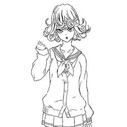Tatsumaki in schoolgirl uniform coloring page