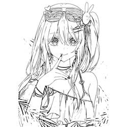 Ruby Hoshino with star sunglasses on her head coloring page