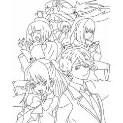 Oshi no Ko group of characters posing together coloring page