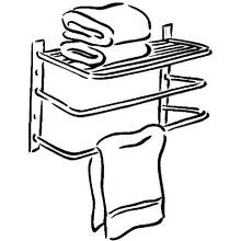 Towel rack with folded towels coloring page