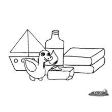 Bath time toys and accessories coloring page
