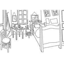 Bedroom in Arles inspired by Van Gogh coloring page