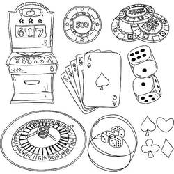 Casino icons collection coloring page