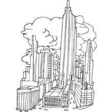 New York City skyline with tall skyscrapers coloring page