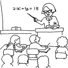 Teacher giving a math lesson in class coloring page