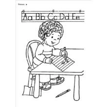 Little boy practicing writing letters coloring page