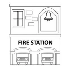Fire Station with two garage doors coloring page