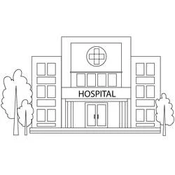 Hospital building with cross symbol coloring page