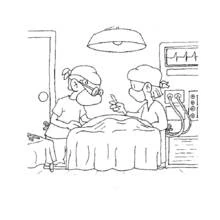Surgeons operating in a hospital room coloring page