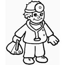 Doctor with stethoscope and medical bag coloring page