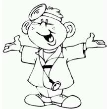 Cheerful doctor with arms wide open coloring page