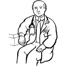 Doctor sitting with stethoscope coloring page