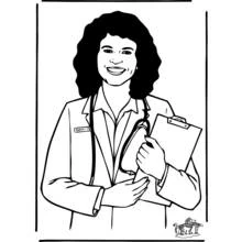 Smiling doctor holding a clipboard coloring page