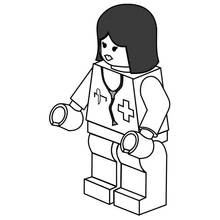 Lego nurse figure with medical cross coloring page