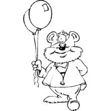 Doctor bear holding a balloon coloring page