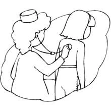 Nurse examining a patient with a stethoscope coloring page