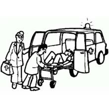 Ambulance loading a patient on a stretcher coloring page