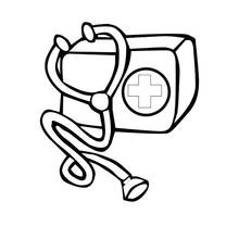 Doctor's medical bag with stethoscope coloring page