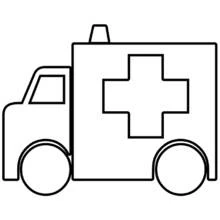 Ambulance with a cross symbol coloring page