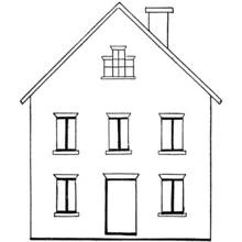 House with triangular roof and chimney coloring page