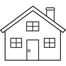 Simple house with chimney coloring page